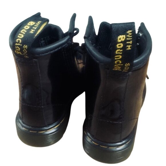 Dr. Martens 1460T -SIZE 8 Kids Unisex Black Combat Side Zipper Boots - Picture 6 of 9